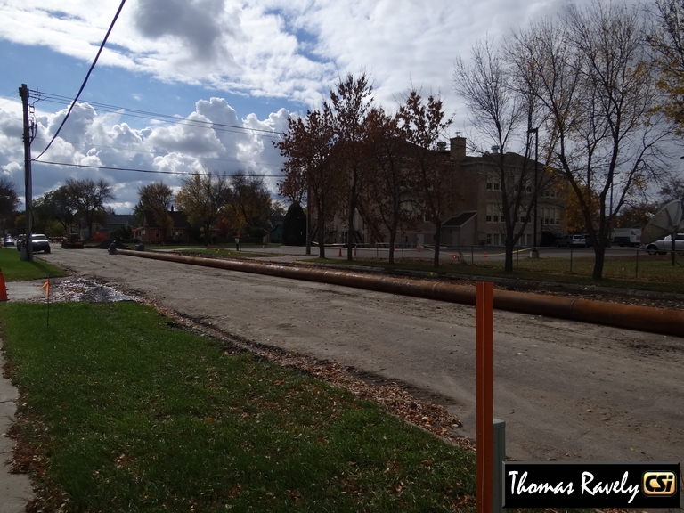 Pipe extends from 1st St to 2nd St